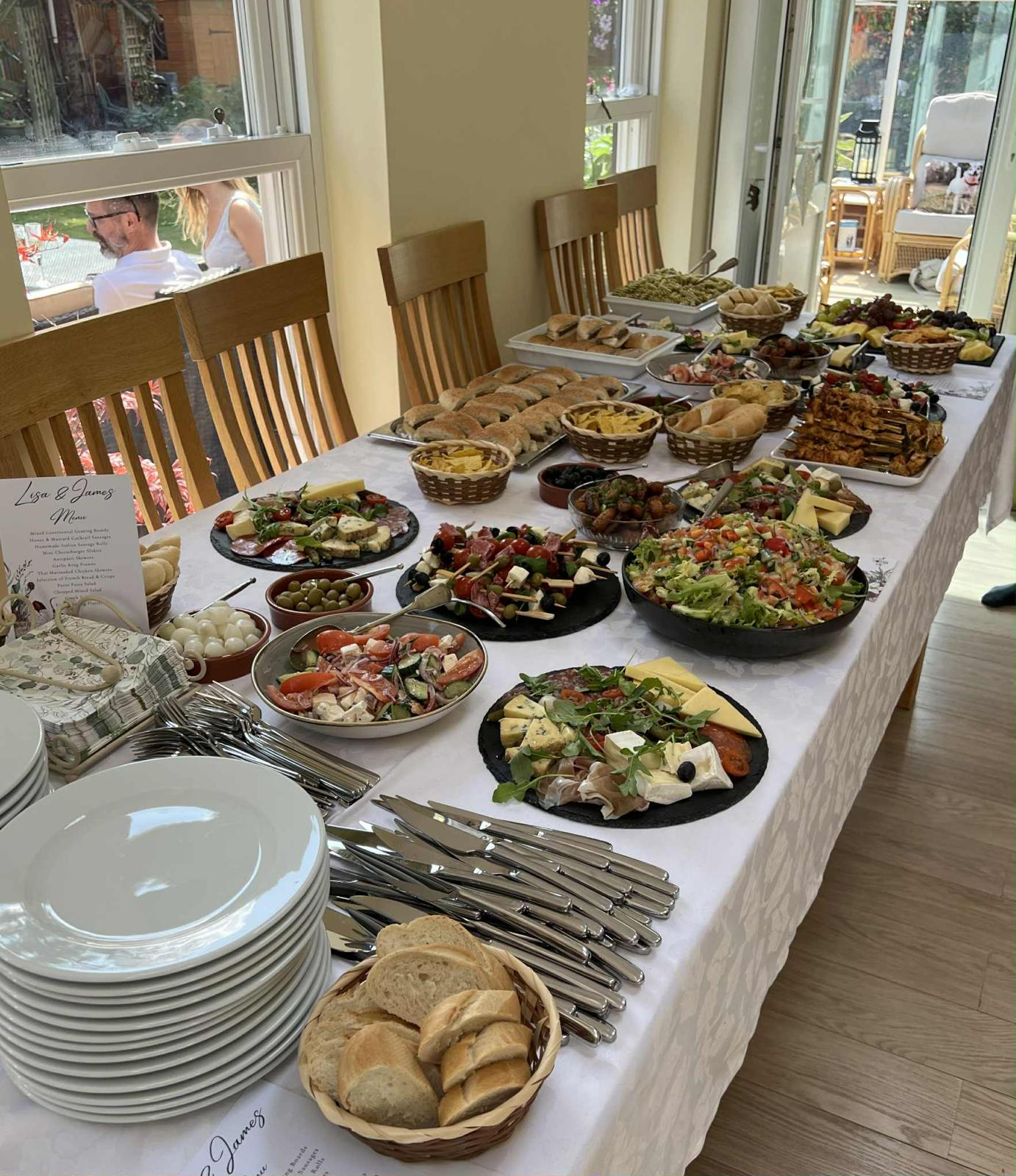 Grazing table laid out for a wedding reception